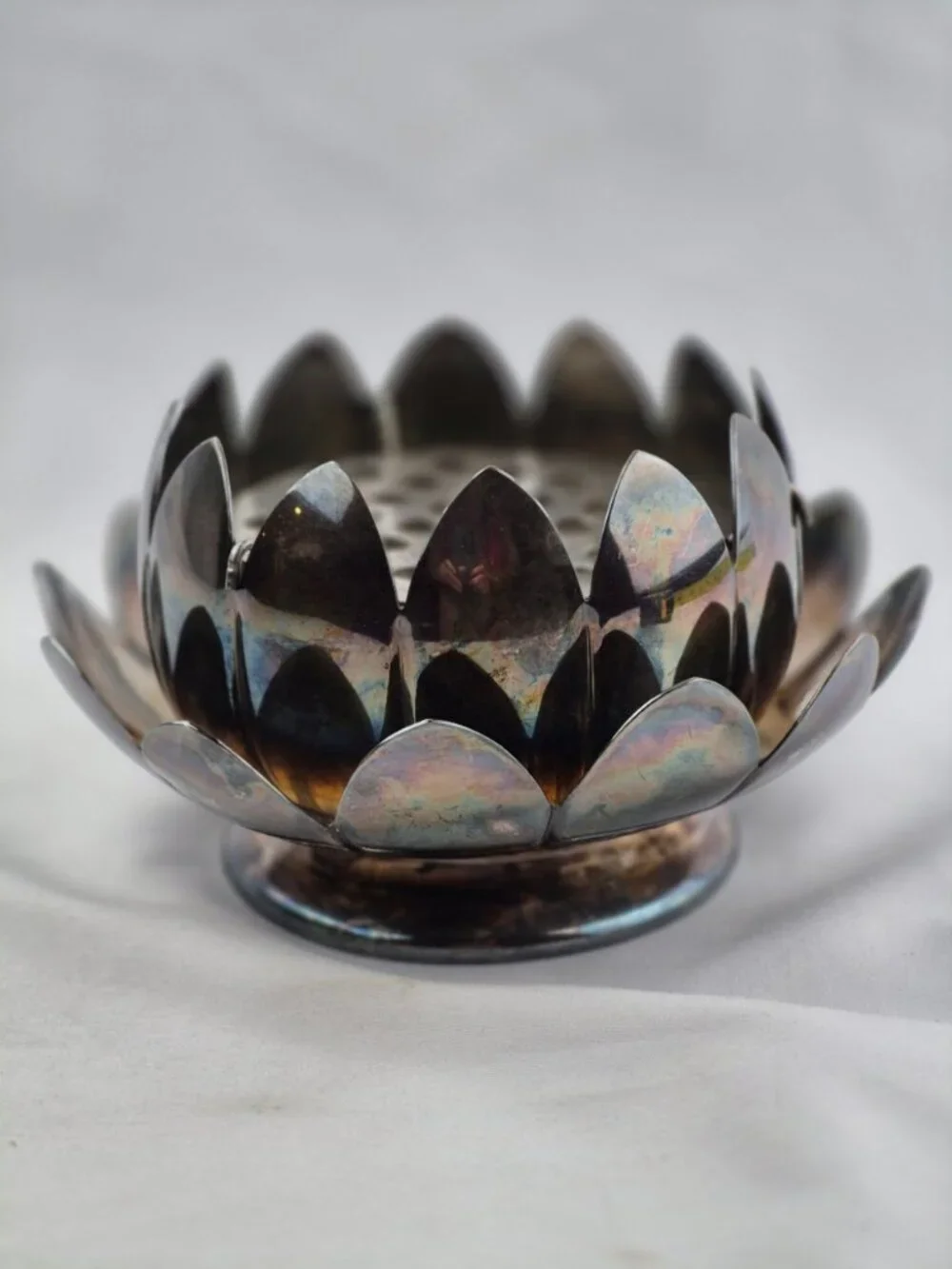 Vintage Reed & Barton Silver Plated Lotus Flower Frog Bowl 3 Piece